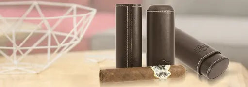 Tube à cigare cuir nubuck taupe Casa & Casalli